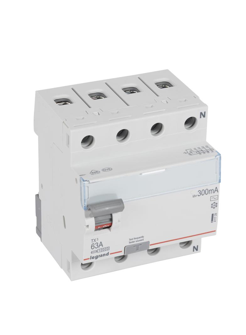 WYŁĄCZNIK RÓŻNICOWOPRĄDOWY P 304 4P 63A 300MA TYP AC SERII TX3, Legrand