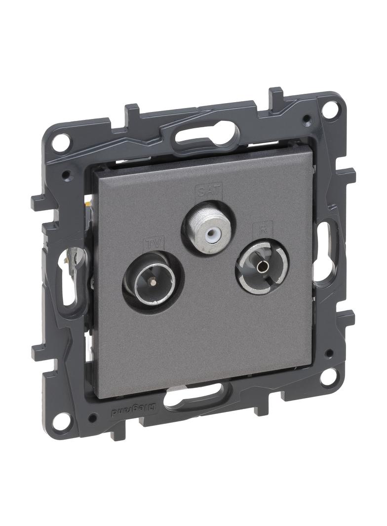 Niloe Step - gniazdo TV-R-SAT końcowe do instalacji typu gwiazda 1,5 dB- kolor stalowy, Legrand
