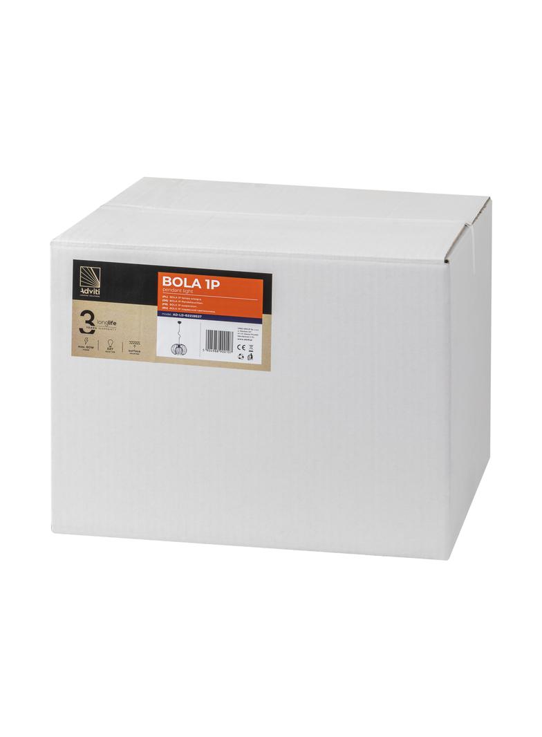 Bola 1P E27 lampa wisząca max. 60W czarna AD-LD-6221BE27 ORNO