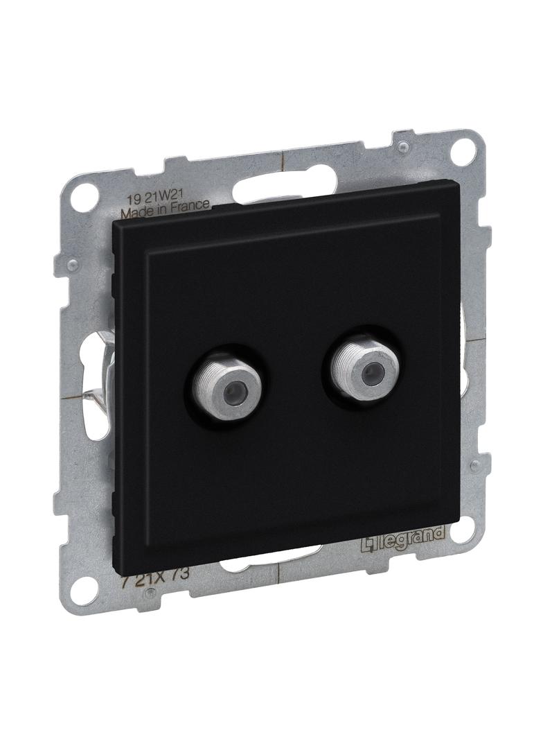 SUNO - Gniazdo SAT 2X typ  F  końcowe - podwójne - 1.5 dB, Czarny, Legrand