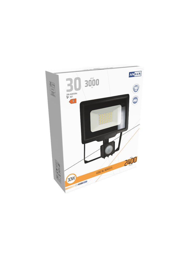 NAŚWIETLACZ LED XENO3 30W Z CZUJNIKIEM RUCHU IP65 100LM/W NEUTRALNY BIAŁY ANLUX