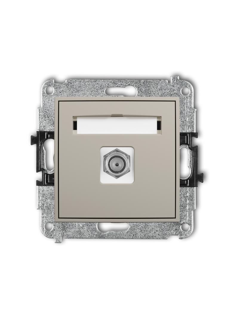 ICON Mechanizm gniazda antenowego pojedynczego typu F (SAT) niklowany taupe