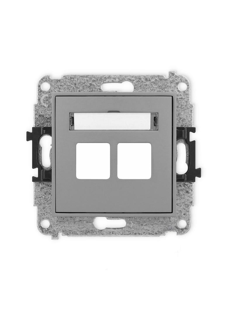 ICON Gniazdo antenowe multimedialne podwójne bez modułu (standard Keystone) szary mat 27IGM-2P KARLIK