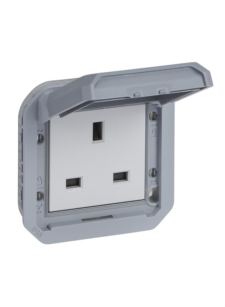 NOWE PLEXO - GN. STD. BRYTYJSKI 2P +Z ZACISKI ŚRUB MECHANIZM 13A-250V SZARE 069585L LEGRAND