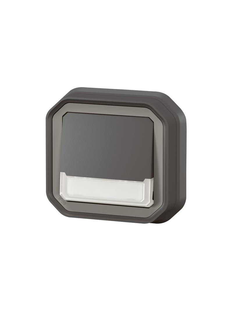 NOWE PLEXO - PRZY. NO/NC PODŚWI. Z UCHWYT ETY. PODTYNK. 10A- 250V~ ANTRACYT