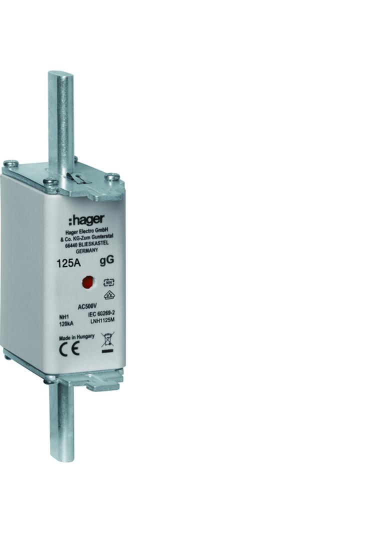 Wkładka bezp. nożowa NH1C wsk.podw. uchwyt nieiz. gG 125A 500 VAC LNH1125M HAGER