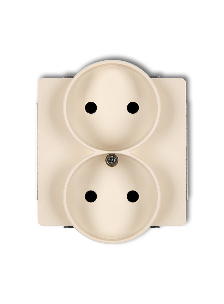 DECO Gniazdo podwójne do ramki DECO Soft bez uziemienia 2x2P (przesłony torów prądowych) beżowy 1DGPRSO-2p KARLIK