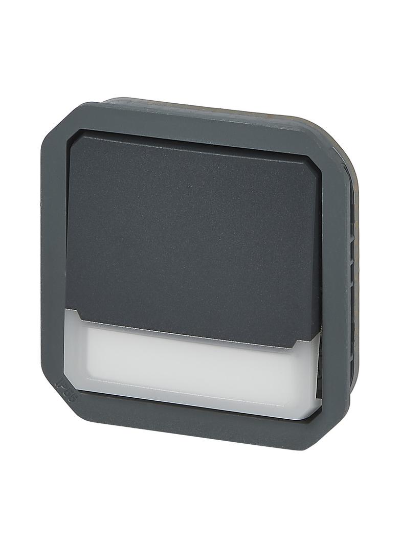 NOWE PLEXO - PRZY. NO/NC PODŚWI. Z UCHWYT ETY. MECHANIZM. 10A- 250V~ ANTRACYT