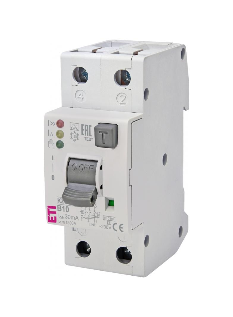 Wyłącznik różnicowonadprądowy KZS-2M2P 1P+N B10A 30mA typ A 002172402 ETI