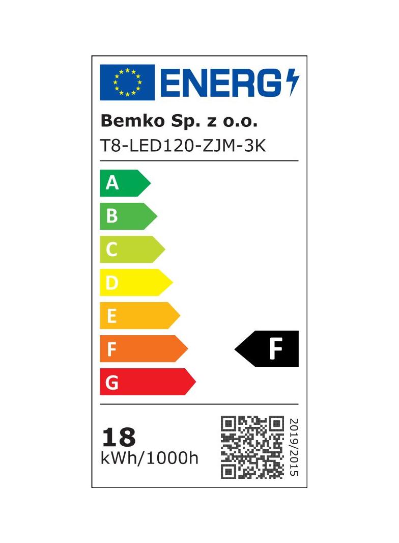 TUBA LED 230V T8 1200MM 18W 1680LM 3000K WW SZKŁO MLECZNA (KARTON 25SZT.)