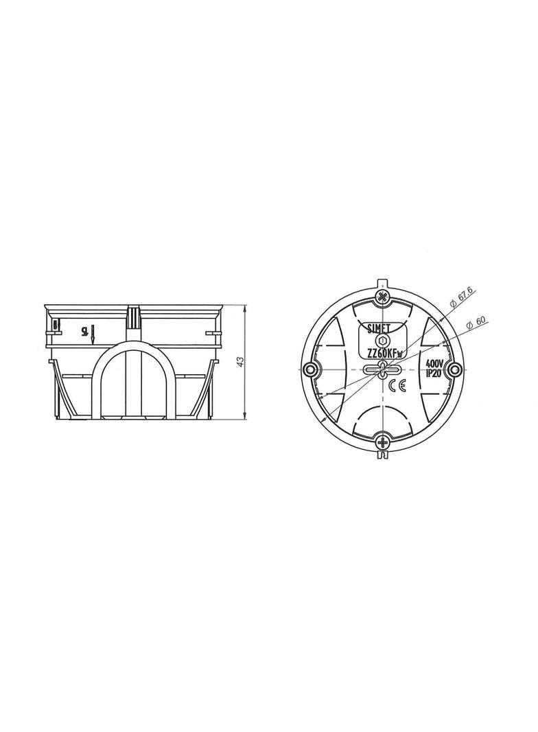 ZZ60KFw ,  Puszka podtynkowa do łączenia O 60, płytka, z wkrętami, pomarańczowy