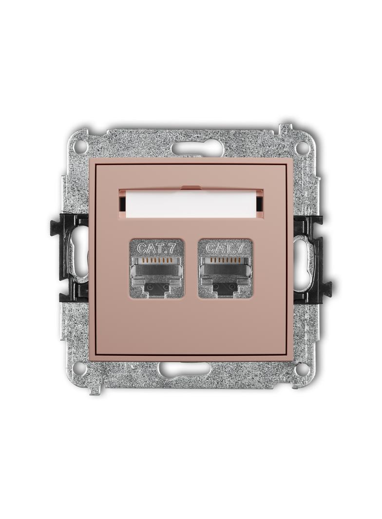 ICON Mechanizm gniazda komputerowego podwójnego 2xRJ45, kat. 7, ekranowany, 8-stykowy łososiowy