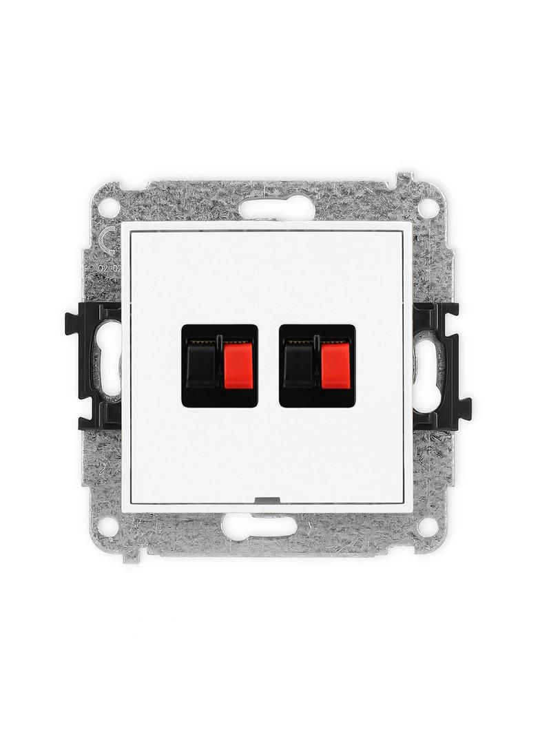 MINI Mechanizm gniazda głośnikowego podwójnego, bez pola opisowego biały mat