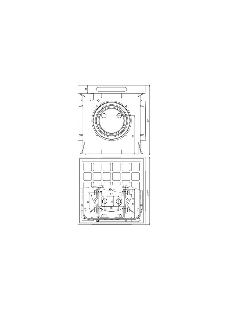 Studzienka probiercza UF 197x197x204 mm z zaciskiem St/tZn, tworzywo sztuczne