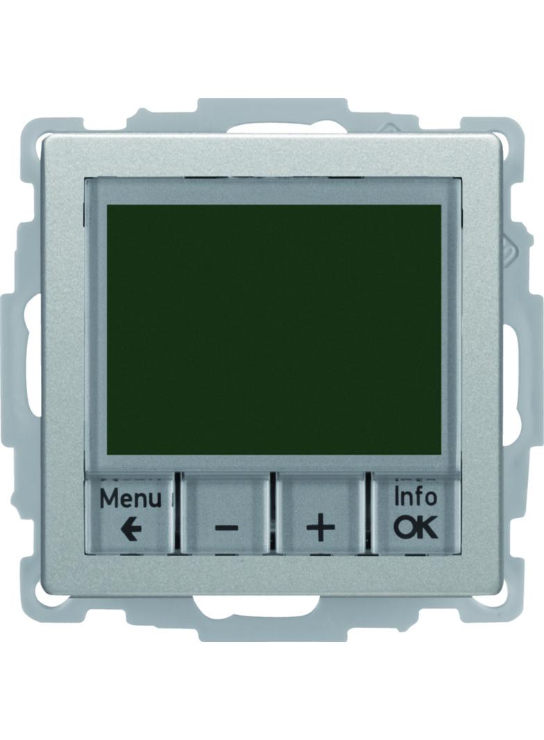 BERKER Q.x Regulator temperatury ze sterowaniem czasowym z stykiem zwiernym i elementem centralnym aluminium aksamit lakierowana 20446084 HAGER