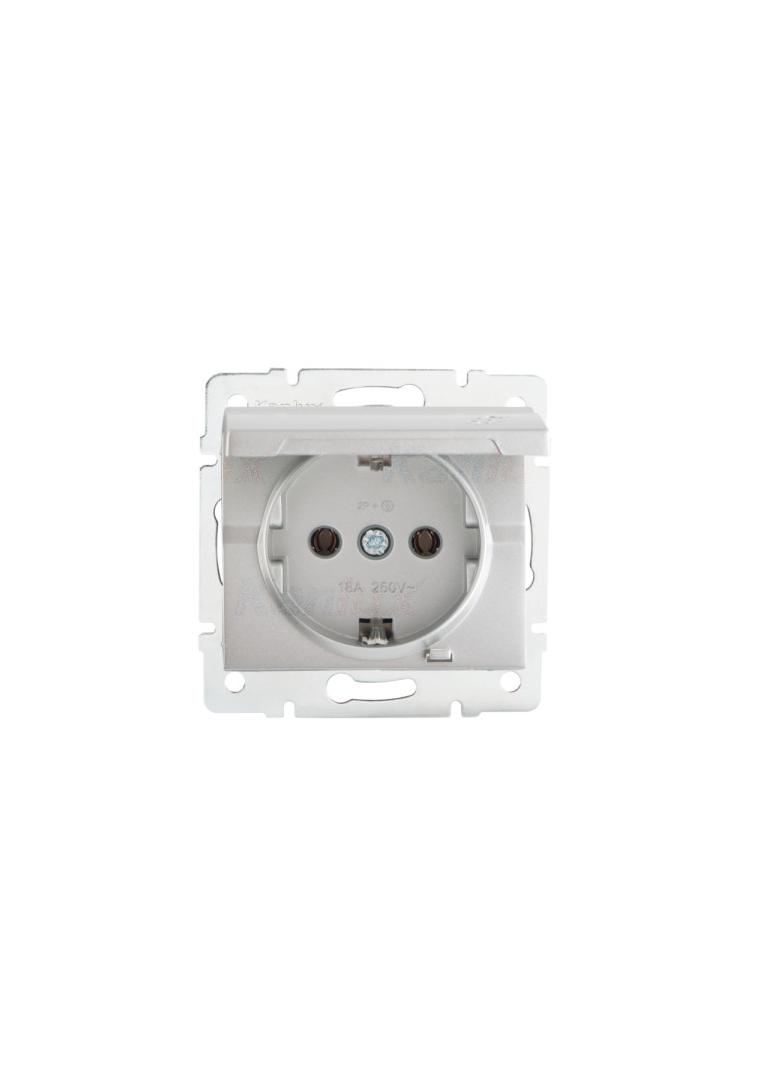 Gniazdo z uziemieniem, IP-44, Schuko LOGI 02-1230-143 srebrny 25205 KANLUX