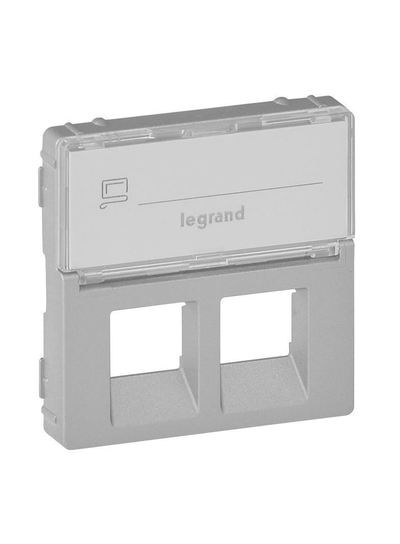 VALENA LIFE PLAKIETKA Z ETYKIETĄ GNIAZDA 2 x RJ 45 ALUMINIUM, Legrand