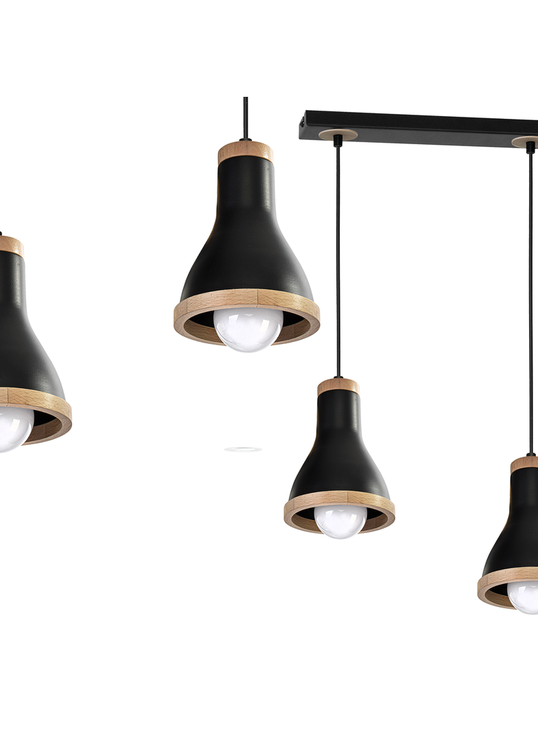 MILAGRO Lampa wisząca HOLLY BLACK / WOOD 3xE27 60W