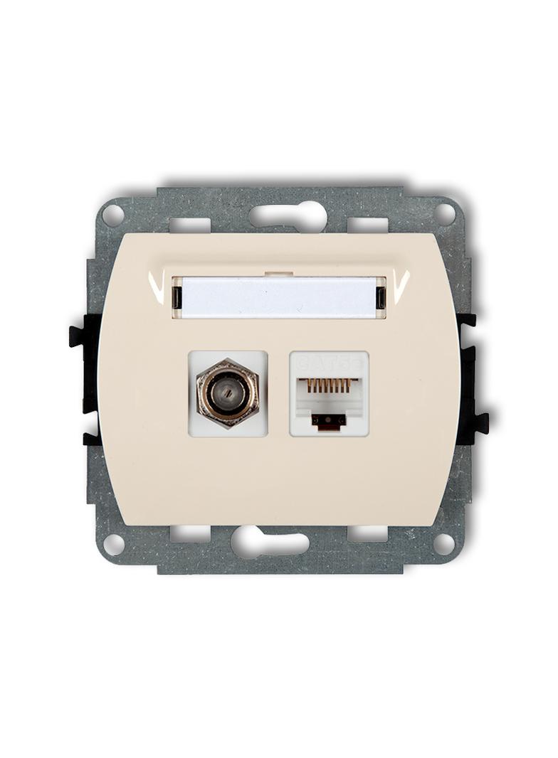 TREND Mechanizm gniazda antenowego poj. typu F (SAT) + gniazda komp. poj. 1xRJ45, kat. 6, 8-stykowy