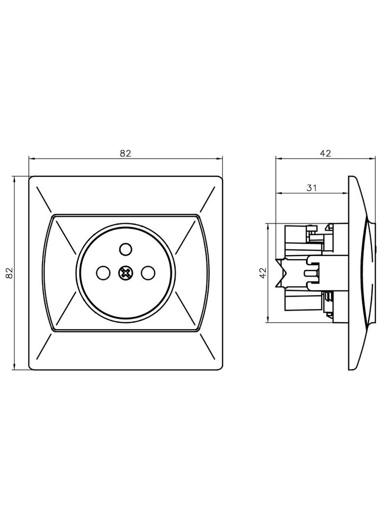 AKCENT Gniazdo pojedyncze z uziemieniem - kolor brązowy