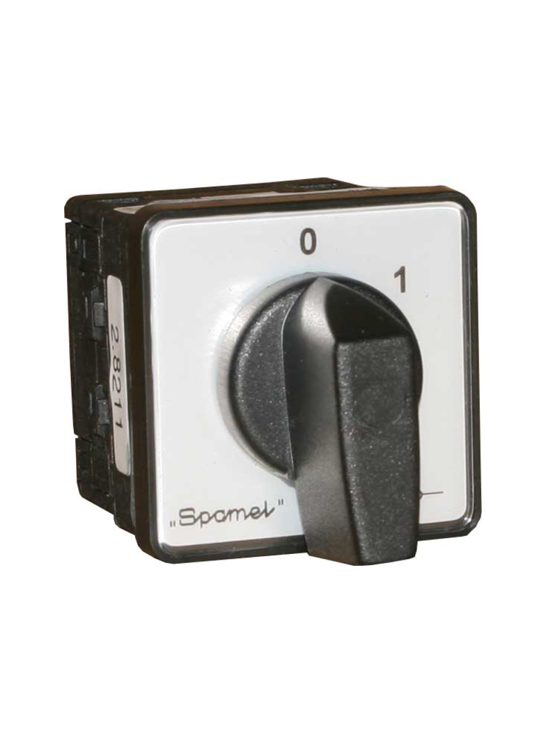 Łącznik Krzywkowy 10A, Przełącznik Dahlandera dwubiegowy, mocowanie do pulpitu czoło szare pokrętło