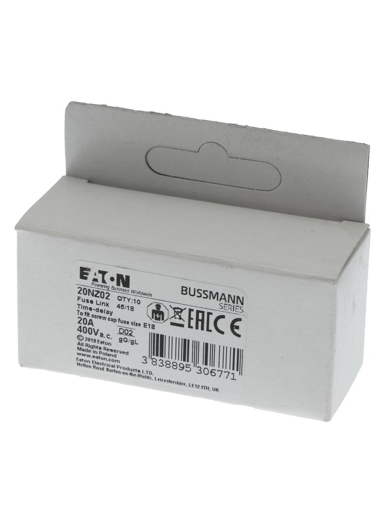 FUSE-D02 20A T GL/GG 400VAC E18 Wkładka D02 20A T GL/GG 400VAC E18 20NZ02 EATON