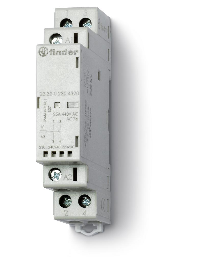 Stycznik modułowy 2 Z; 25A; 230V AC/DC; mech. wskaźnik zadziałania + LED, 22.32.0.230.4320