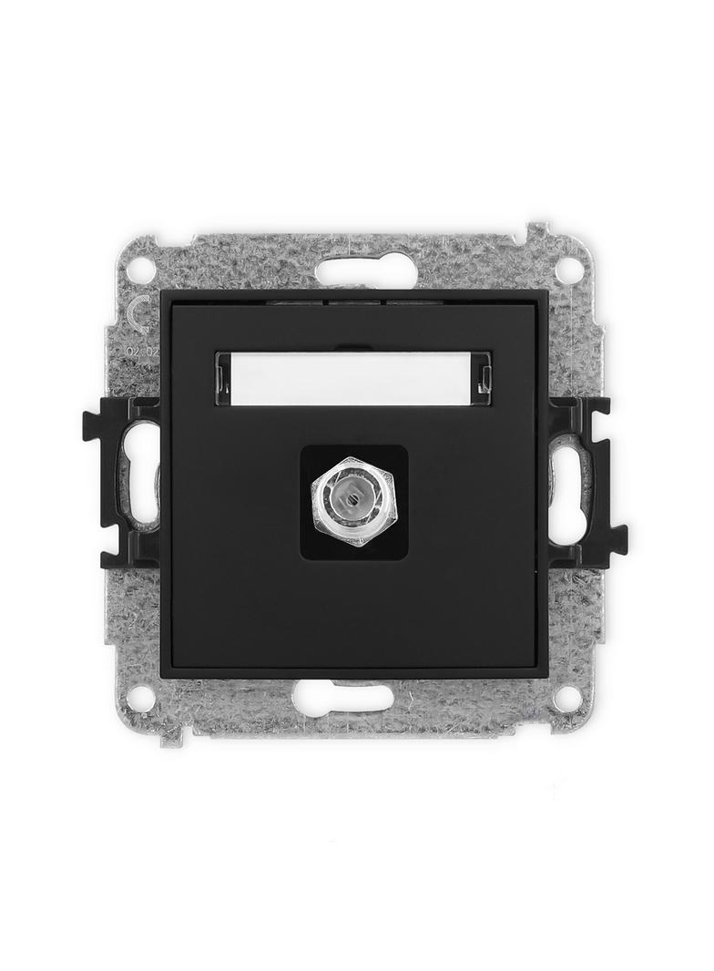 ICON Mechanizm gniazda antenowego pojedynczego typu F (SAT) niklowany czarny mat