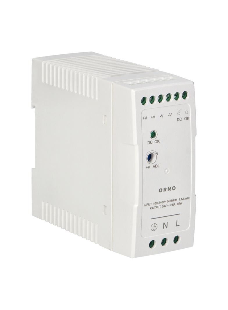 Zasilacz przemysłowy na szynę DIN 24VDC 2,5A 60W obudowa z tworzywa sztucznego OR-PSU-1663 ORNO