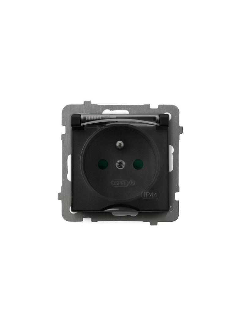 AS Gniazdo bryzgoszczelne z uziemieniem IP-44 z przesłonami torów prądowych wieczko dymne - kolor cz