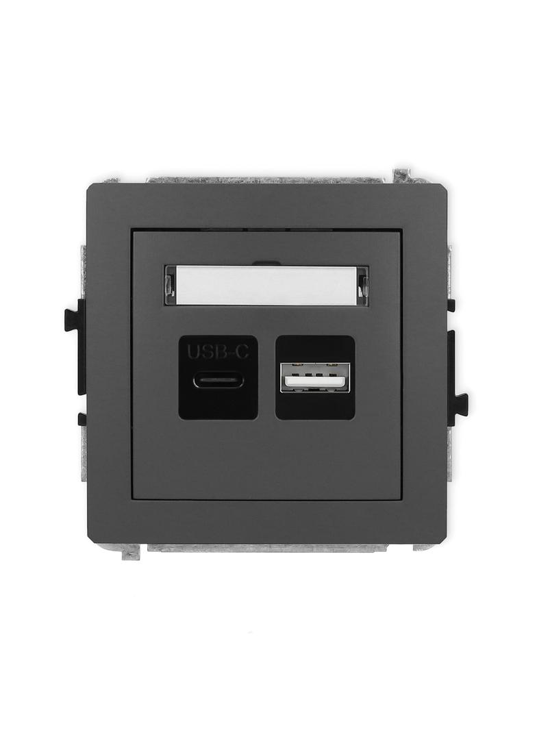 DECO Ładowarka USB podwójna USB C + USB A, 20W max. grafitowy mat 28DCUSB-8 KARLIK