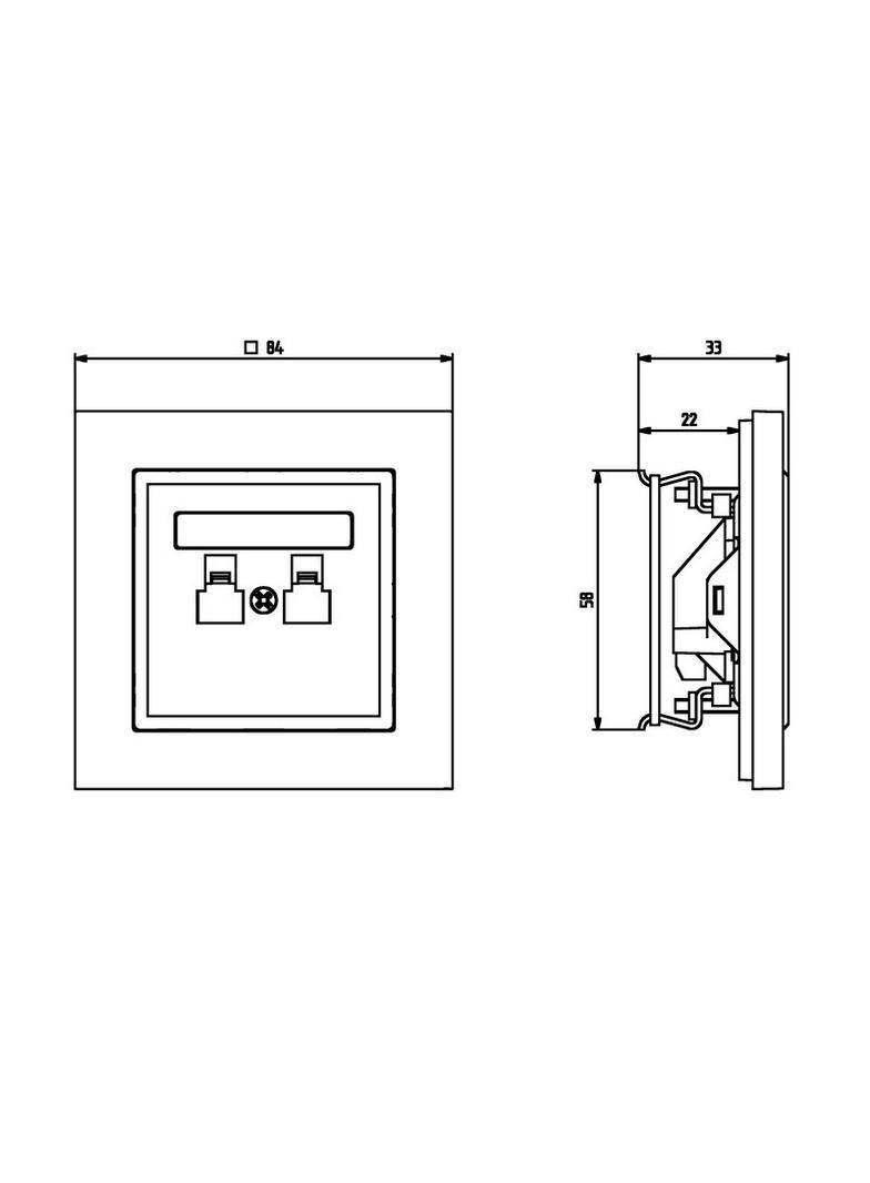 SONATA Gniazdo komputerowe podwójne, kat. 5e MMC - kolor ecru