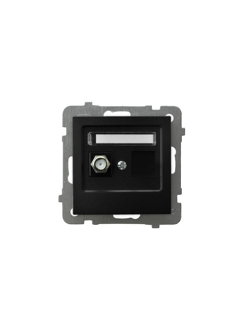 AS Gniazdo antenowe typu F pojedyncze - kolor czarny metalik