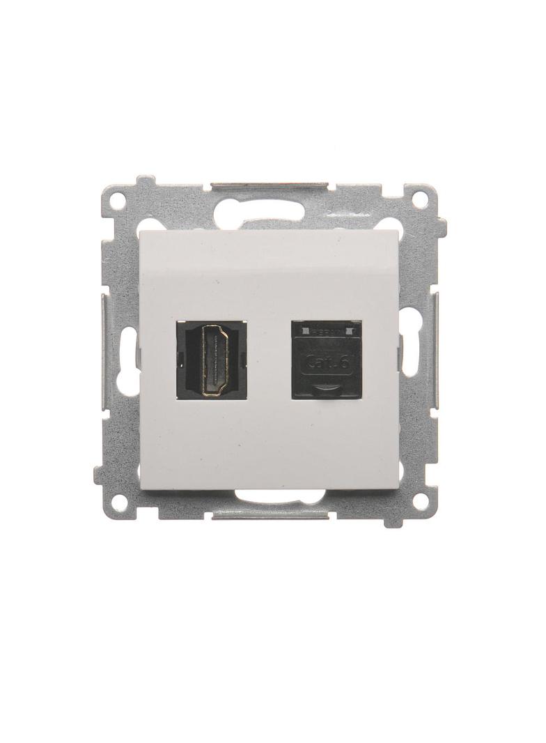 Simon 54 Gniazdo HDMI + RJ45 kat.6. biały DGHRJ45.01/11 KONTAKT