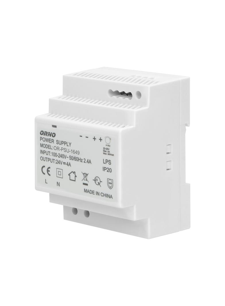 Zasilacz na szynę DIN 24VDC 4A 100W szerokość 4 moduły OR-PSU-1649 ORNO