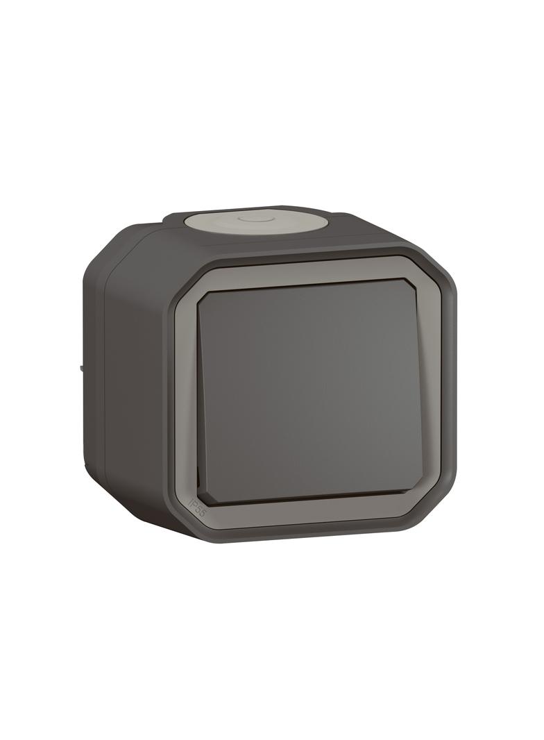 NOWE PLEXO - PRZYCISK JEDNOBIEGUNOWY KOMPLET NATYNKOWY 10 A - 250 V~ ANTRACYT