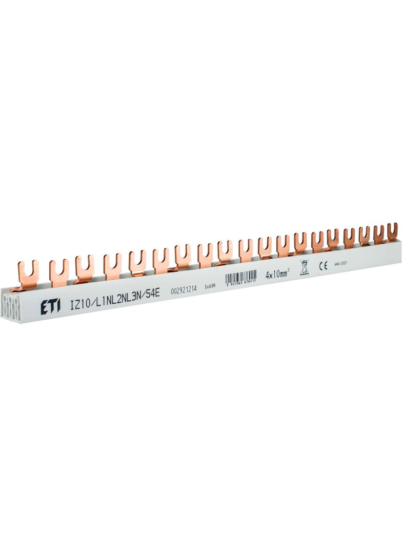 Szyna łączeniowa widełkowa 4P 63A 10mm2 (54 mod.) IZ10/L1NL2NL3N/54E 002921214 ETI