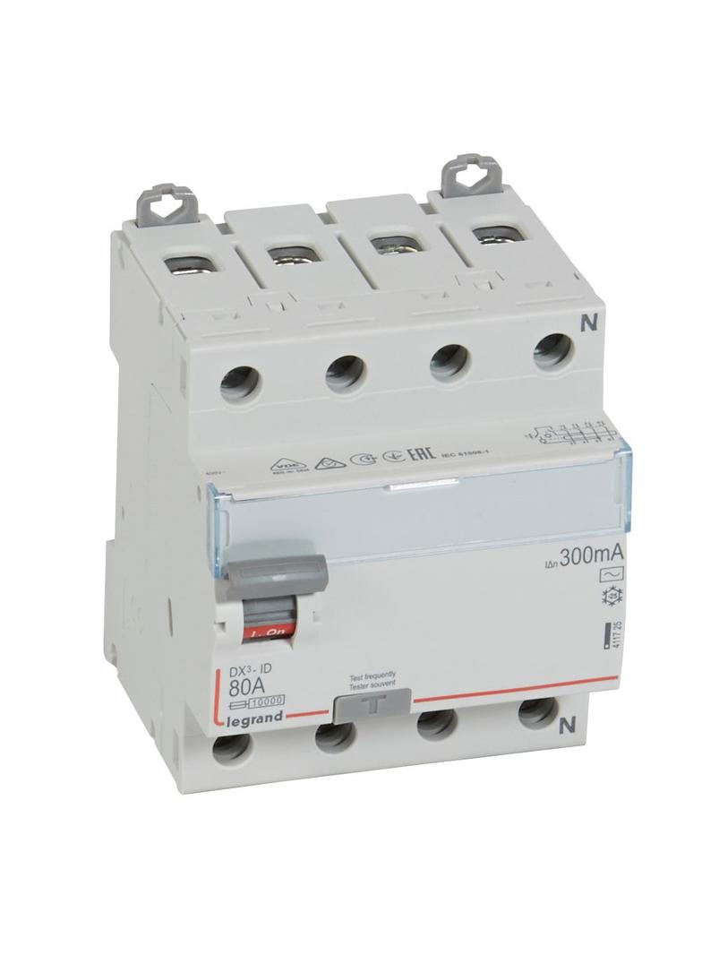 Wyłącznik Różnicowoprądowy 4P 80A 0,3A Typ AC P304 DX3 411725 LEGRAND