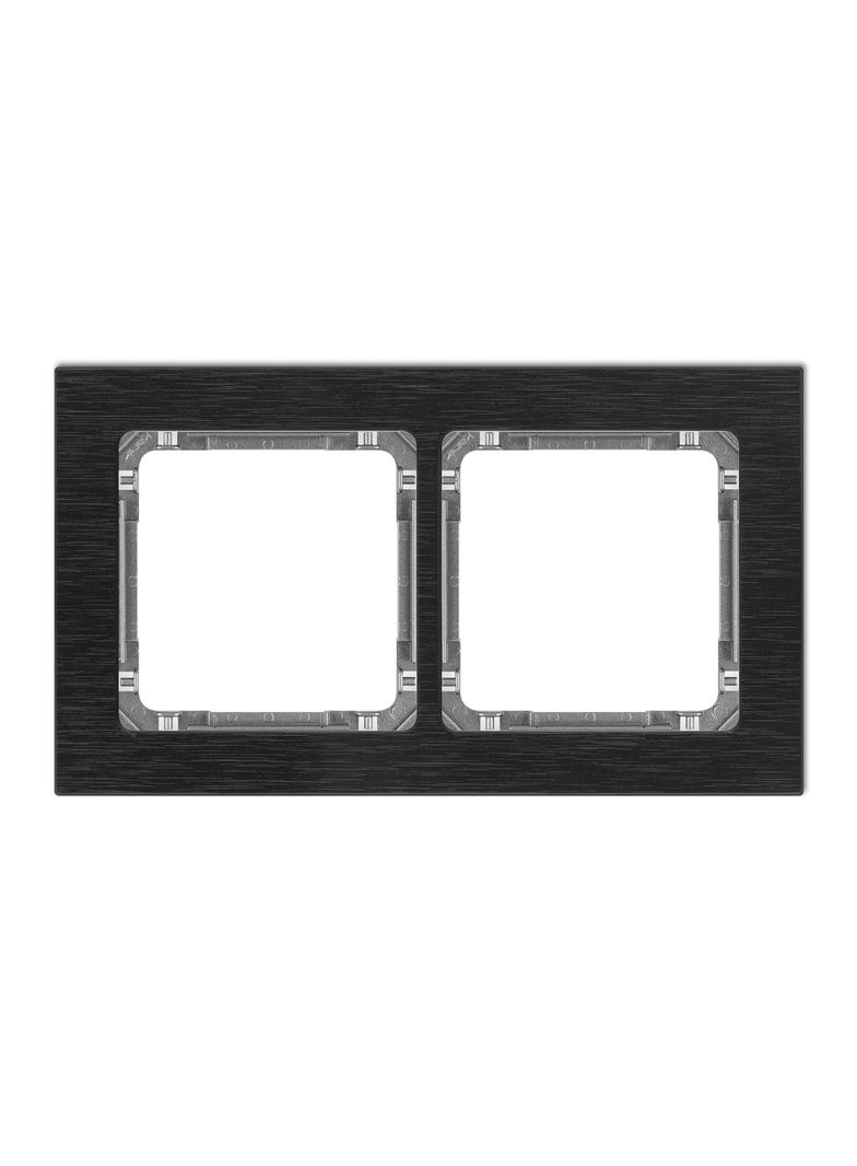 DECO Ramka uniwersalna podwójna - aluminium szczotkowane (ramka: czarna; spód: grafitowy) czarny