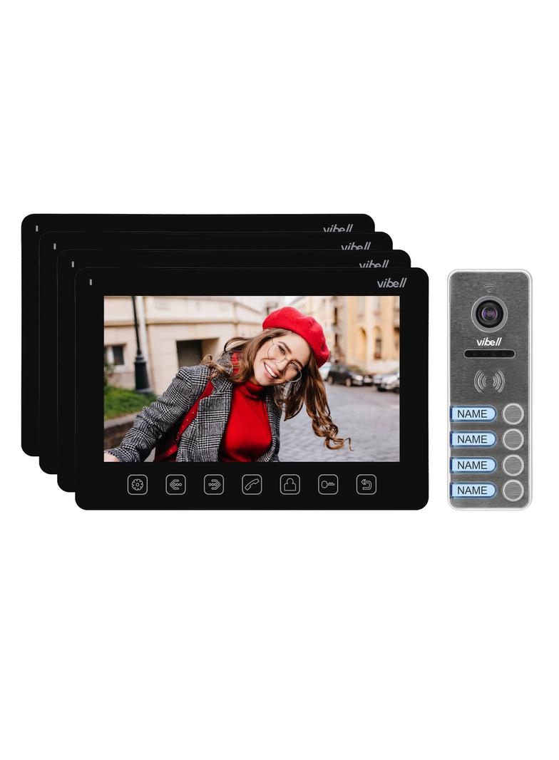 Zestaw wideodomofonowy 4-rodzinny bezsłuchawkowy kolor LCD 7" menu OSD sterowanie bramą czarn OR-VID