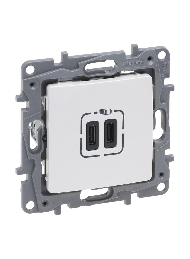 NILOE SELECTION - GNIAZDO 2 X USB TYP C+C - 3 A PERŁA, Legrand