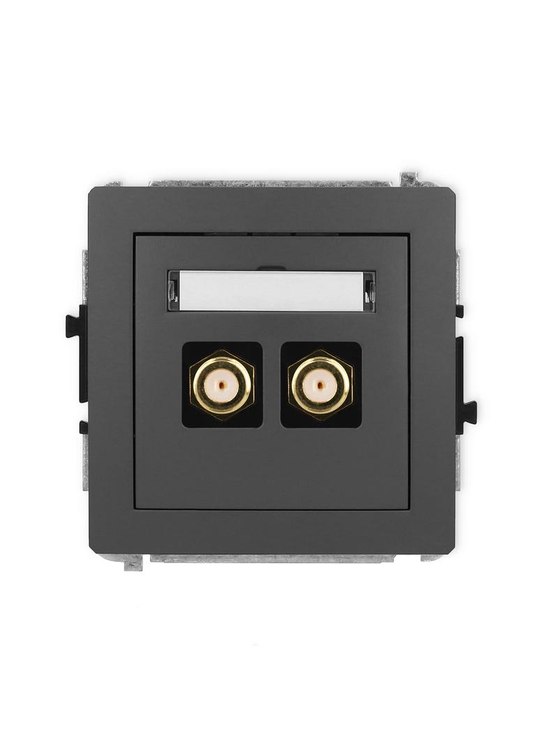 DECO Mechanizm gniazda antenowego podwójnego typu F (SAT) pozłacany grafitowy mat