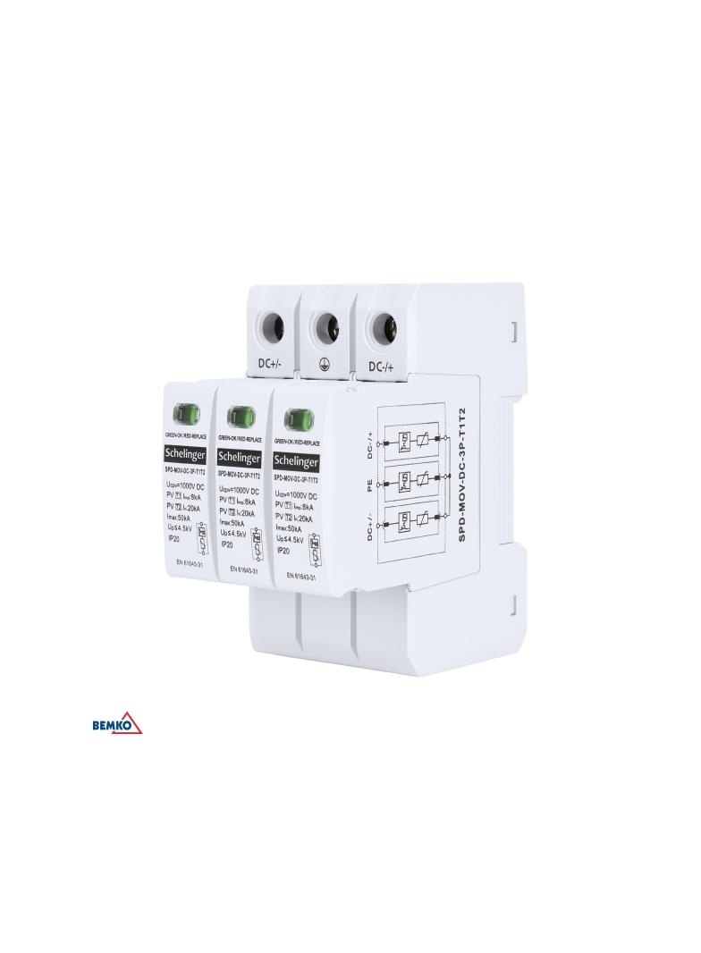 OGRANICZNIK PRZEPIĘĆ 3P 8kA DC 1000V KLASY T1T2 SCHELINGER