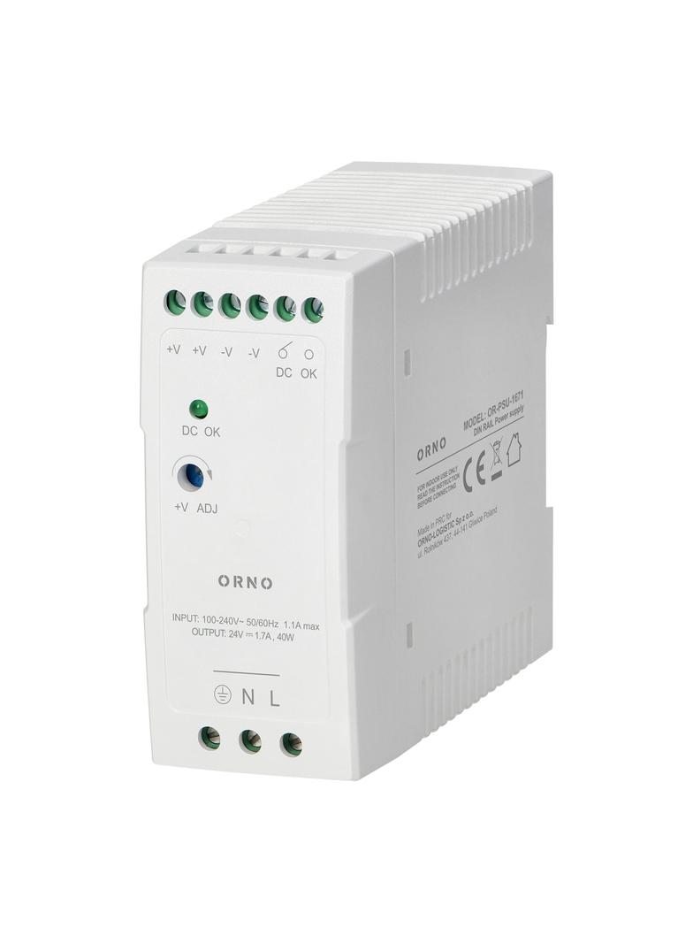 Zasilacz przemysłowy, na szynę DIN, 24VDC, 2,5A, 60W, w plastikowej obudowie