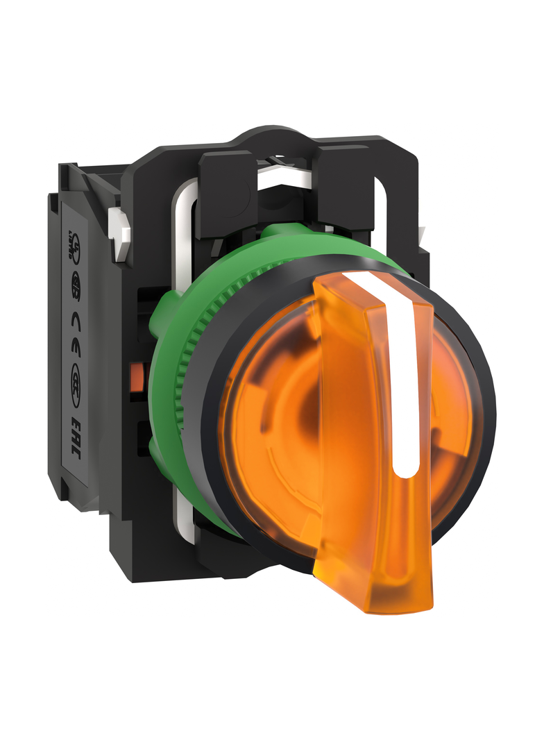 Harmony XB5 Przełącznik 3 położeniowy pomarańczowy LED 24V piórko krótkie plastikowy stabilny XB5AK135B5 Schneider