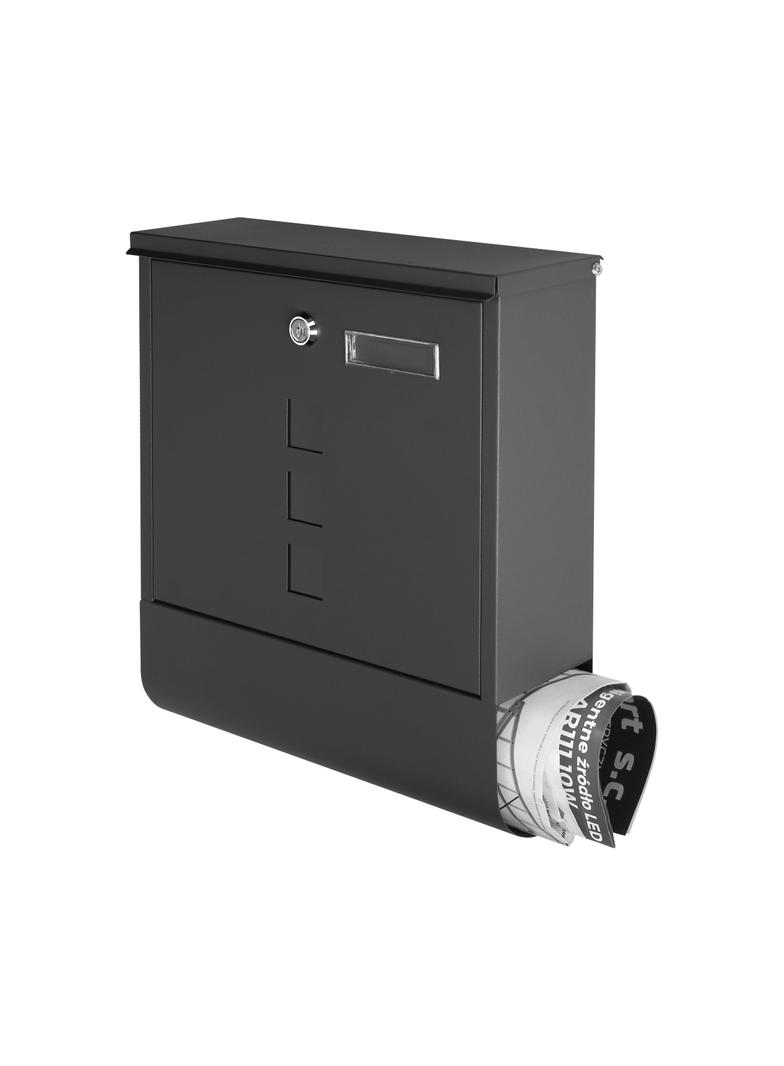 Skrzynka na listy HAITI z galwanizowanej stali z gazetnikiem i okienkami i wizytownikiem kolor czar