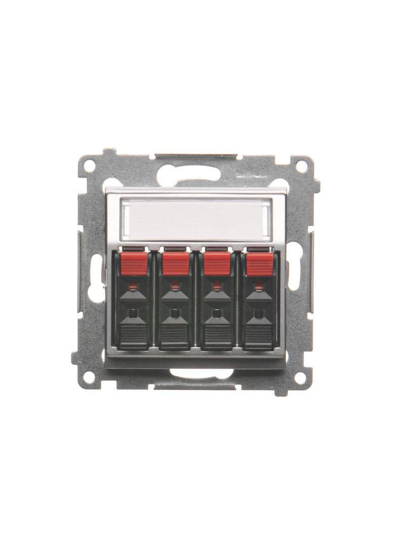 Simon 54 Gniazdo głośnikowe 4-krotne Przekrój przewodów dla wejścia i wyjścia 25 mm2 srebrny mat