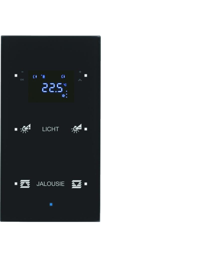 BERKER KNX TS Sensor dotykowy podwójny z regulatorem temperatury konfigurowalny szkło czarny 75642135 HAGER