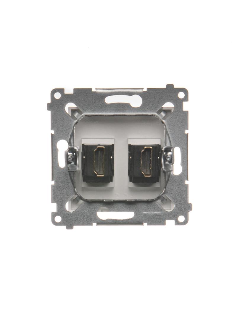 Simon 54 Gniazdo HDMI podwójne srebrny mat