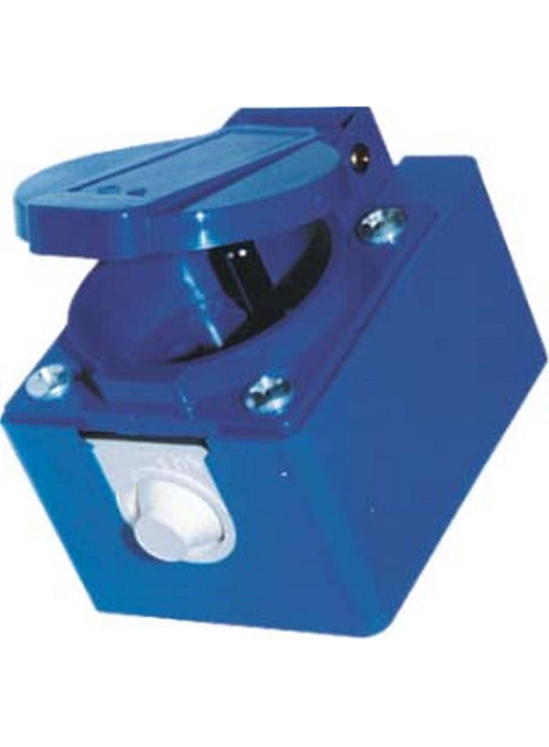 GNIAZDO WTYCZKOWE 230V Z BOLCEM Z PUSZKĄ NADTYNKOWĄ Niebieskie z puszką niebieską 104-0hp 104-0HP PCE